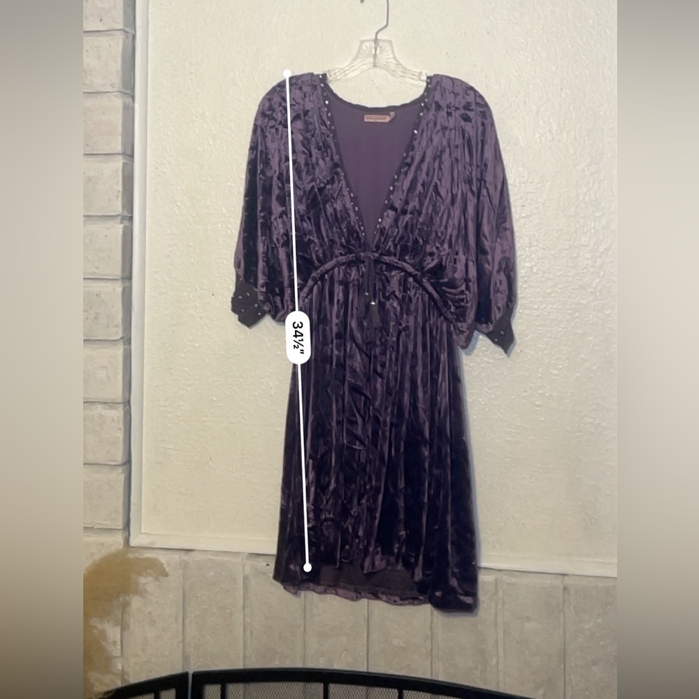 Juicy Couture Deep Purple Women's crushed velvet v-neck dress size medium - Picture 5 of 10